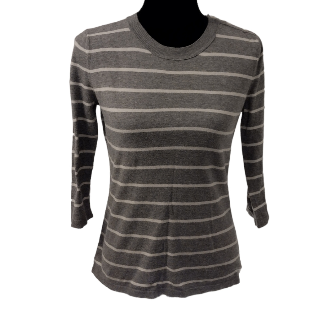 Gray & White Striped Sweater By Gap - Size Medium
